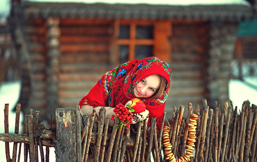 Sexy girl Women in Slavic costumes in Skopje