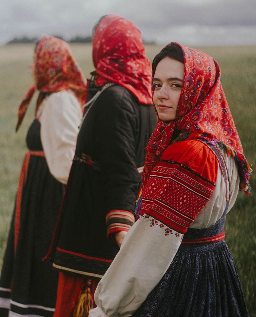 Women in Slavic costumes in Skopje