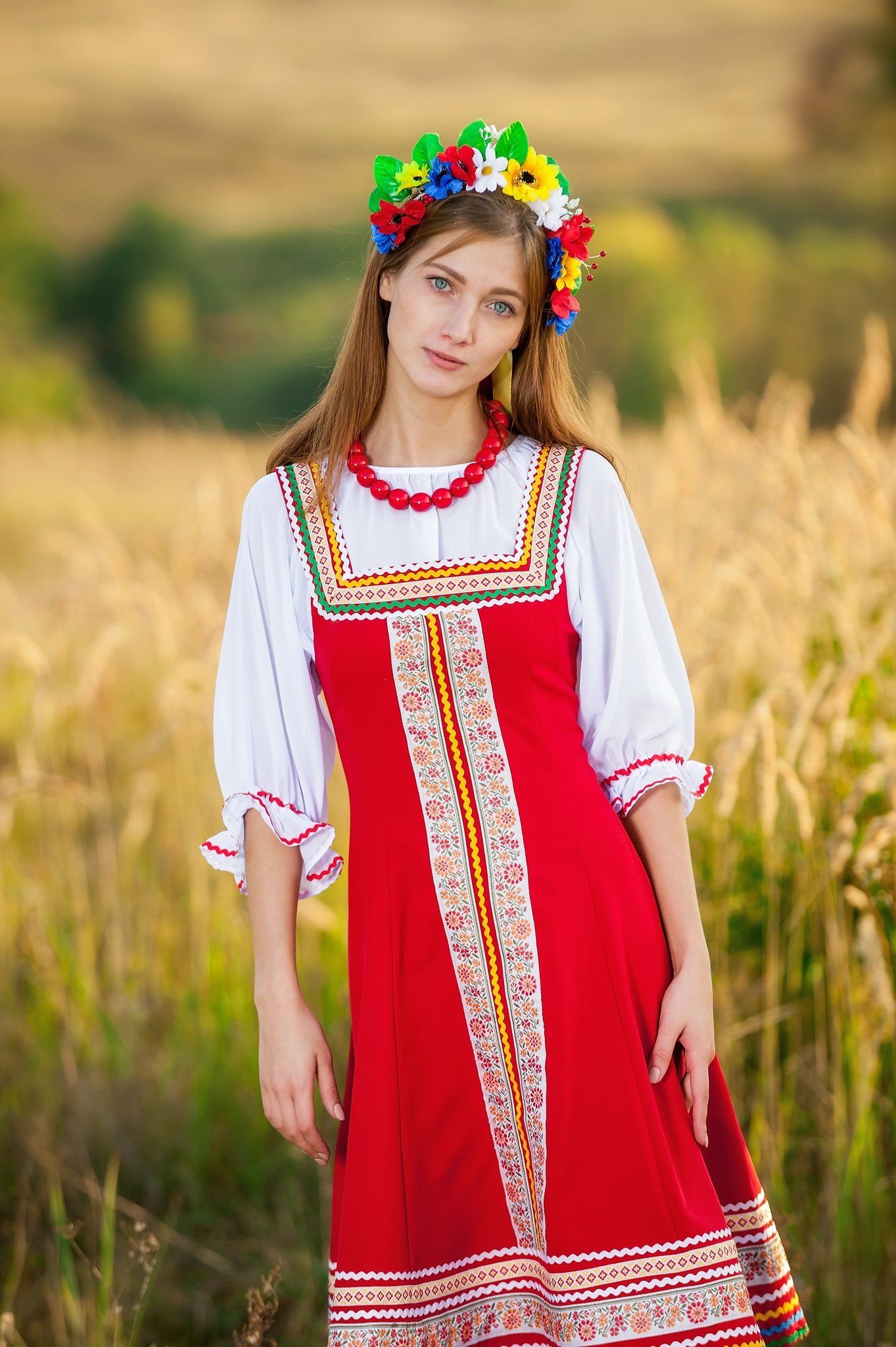 Women in Slavic costumes in Skopje